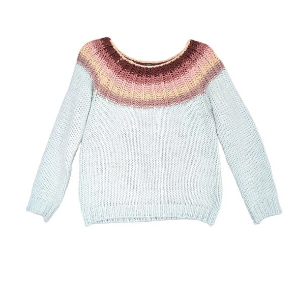 Alya Women's M Pastel Blue Chunky Knit Sweater Boho Soft Cozy Cottagecore Winter - Picture 7 of 7